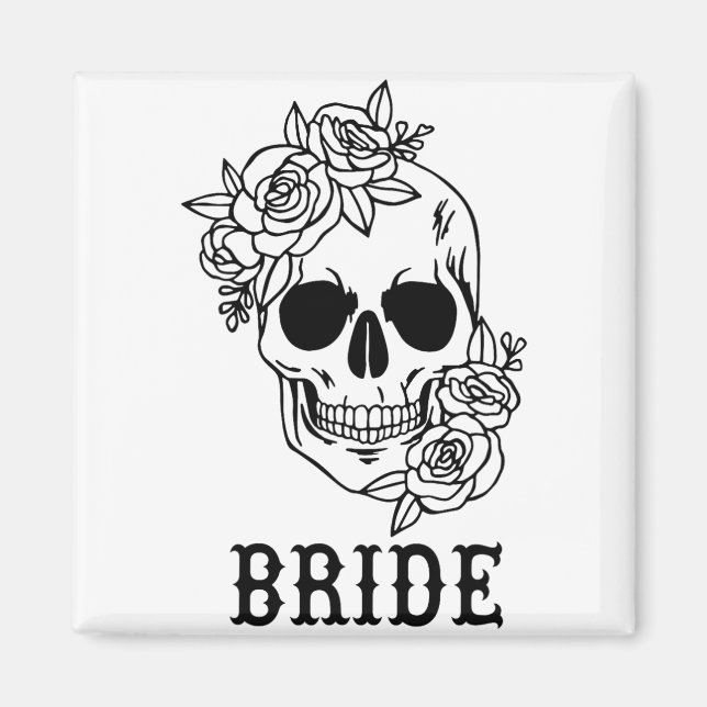 Bride Groom Bloral Skull Halloween Bachelo Magnet (Vorne)