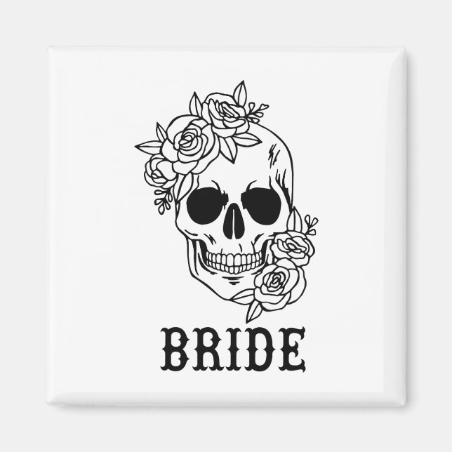 Bride Groom Bloral Skull Halloween Bachelo Magnet (Vorne)