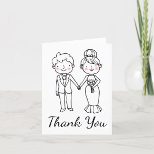 Bride Groom Cartoon Vintage Wedding Vielen Dank Dankeskarte