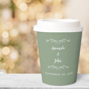 Bride Groom Elegant Wedding Party Empfang Green Pappbecher