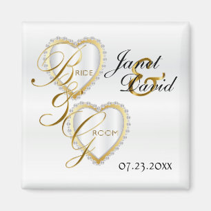 Bride & Groom Elegante White Wedding Keepake Magne Magnet