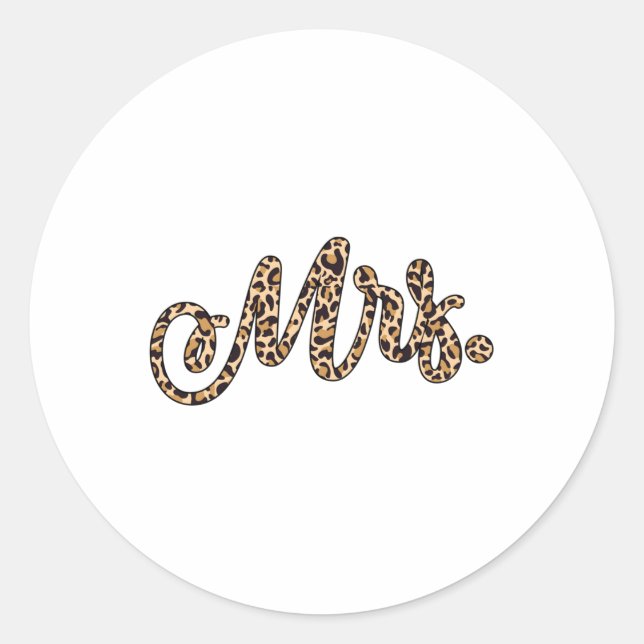 Bride Groom Frau Leopard Print Wedding Matching Co Runder Aufkleber (Vorderseite)