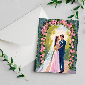 Bride & Groom Garden Arch | Floral Wedding Card