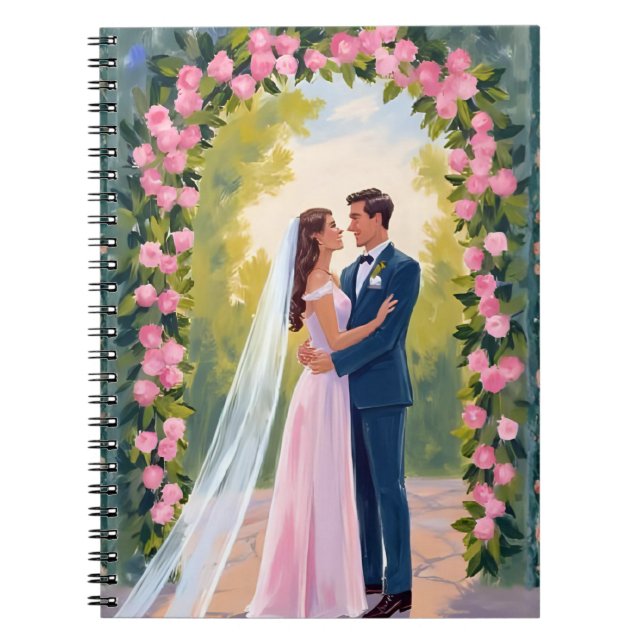 Bride & Groom Garden Arch | Floral Wedding Painted Notizblock (Vorderseite)