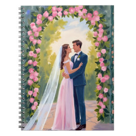 Bride & Groom Garden Arch | Floral Wedding Painted Notizblock