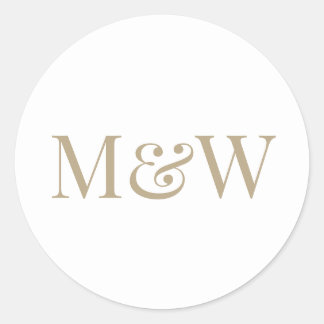 Bride Groom Gold Initials White Runder Aufkleber