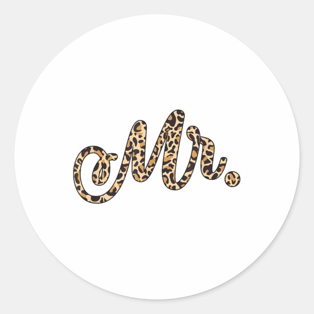 Bride Groom Herr Leopard Print Wedding Matching Co Runder Aufkleber (Vorderseite)
