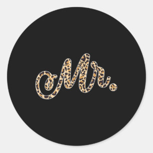 Bride Groom Herr Leopard Print Wedding Matching Co Runder Aufkleber