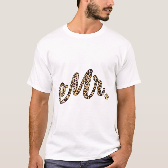 Bride Groom Herr Leopard Print Wedding Matching Co T-Shirt (Vorderseite)