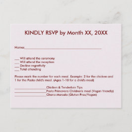 Bride & Groom in Sunset RSVP Menu Postcard Einladungspostkarte