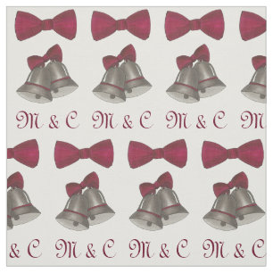 Bride Groom Initials Silver Bells Hochzeit Stoff
