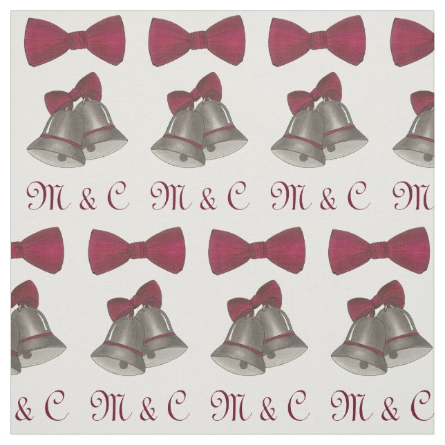 Bride Groom Initials Silver Bells Hochzeit Stoff (Muster)