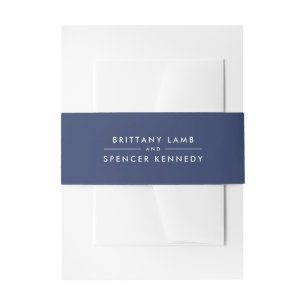 BRIDE & GROOM modern und stilvoll in marineblau-we Einladungsbanderole
