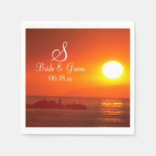 Bride Groom Monogram Date Beach Hochzeitssonne Sun Serviette