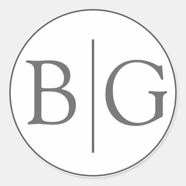 Bride Groom Monogram Gray Gastgeschenk Hochzeit St Runder Aufkleber (Vorderseite)
