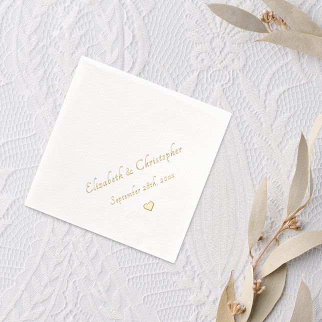 Bride Groom Monogram Weddate Party Cocktail Servietten Mit Folie (Bride Groom Monogram Wedding Date Party Cocktail Foil Napkins)