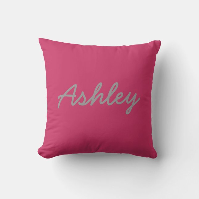 Bride Groom Names Reversible Pink Gray Kissen (Vorderseite)