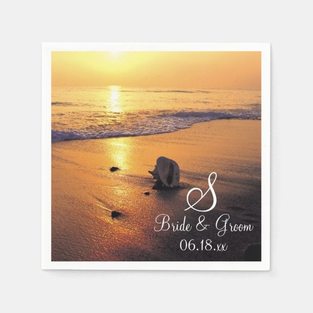 Bride Groom Personalisiert Monogram Wedding Date P Serviette (Vorderseite)