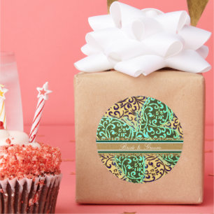 Bride & Groom Schmetterlinge Wirbel Grün Schwarz-w Runder Aufkleber