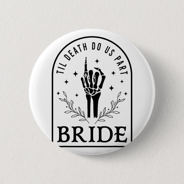 Bride Groom Skeleton Gothic Halloween Verlobung W Button (Vorderseite)