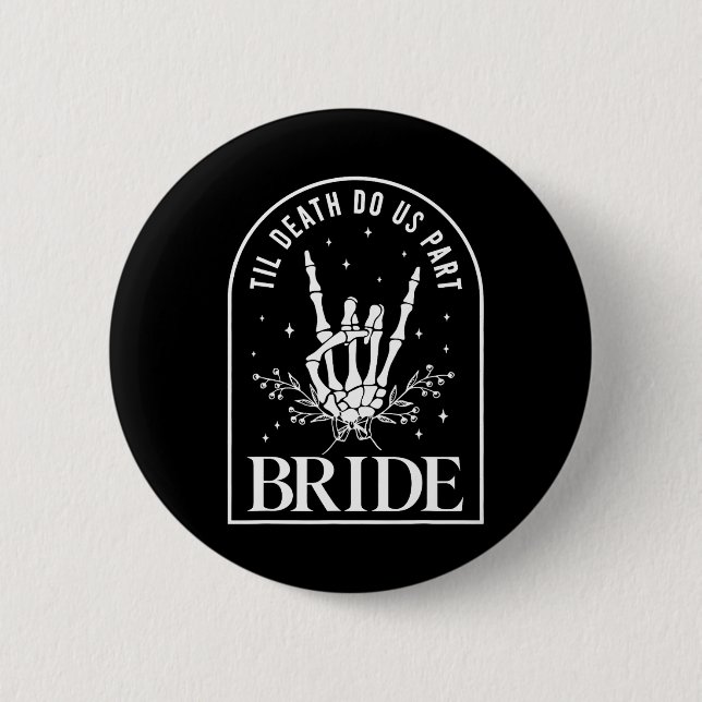 Bride Groom Skeleton Rock Hand Paare Wedding Hal Button (Vorderseite)