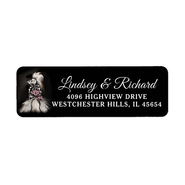 Bride Groom Skeletons Small Wedding Address Label (Vorne)