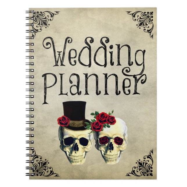 Bride & Groom Skull Wedding Planner Notebook Notizblock (Vorderseite)