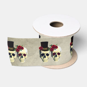 Bride & Groom Skulls Hochzeitsgeschenk Satinband