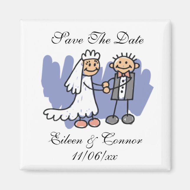 Bride Groom speichert den Individuelle Name Datums Magnet (Vorne)