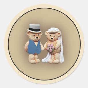 Bride & Groom Teddy Bears Runder Aufkleber