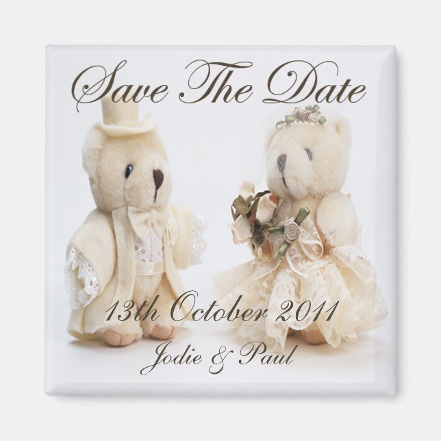Bride & Groom Teddy Bears - Save the Date Magnet (Vorne)
