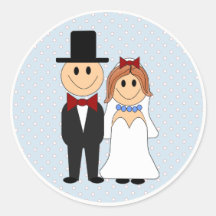Bride & Groom Wedding Blue Polka Dot Stickers