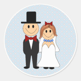 Bride & Groom Wedding Blue Polka Dot Stickers
