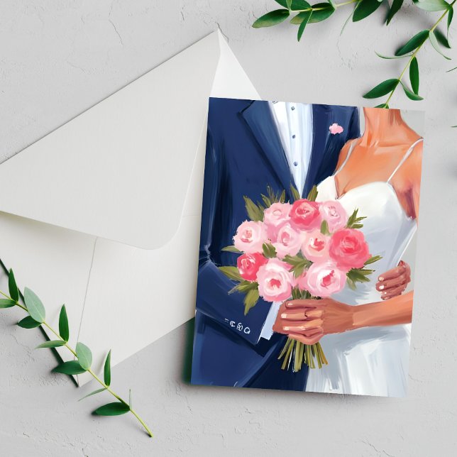Bride & Groom Wedding Bouquet Watercolor Card (Von Creator hochgeladen)