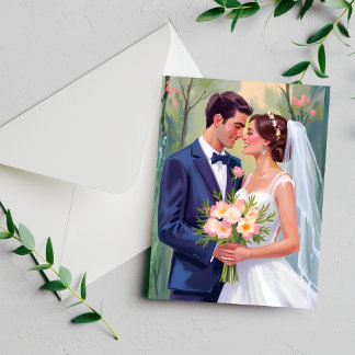Bride & Groom | Wedding Newlyweds Watercolor Card