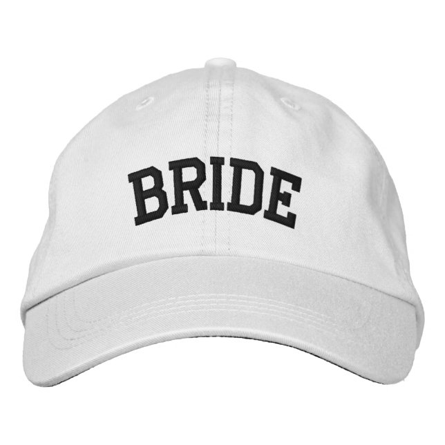 Bride Hat Black Embroidery Bachelorette Hat Bestickte Baseballkappe (Vorderseite)