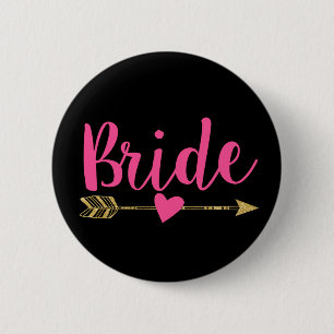 Bride   Heiß rosa und schwarz Button