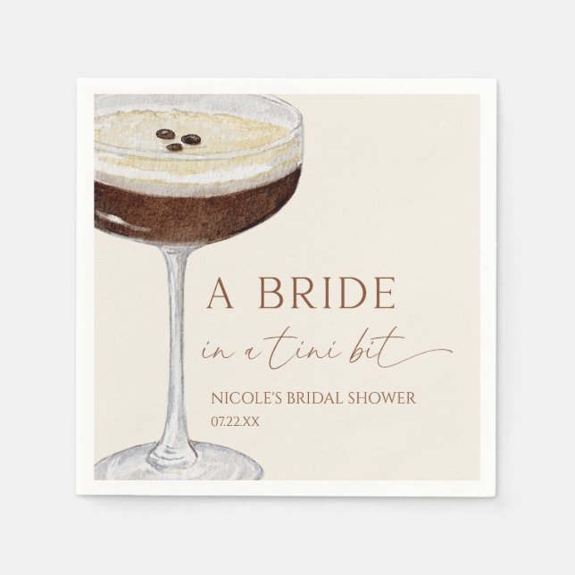 Bride In A Tini Bit Expresso Martini Bridal Shower Serviette (Vorderseite)