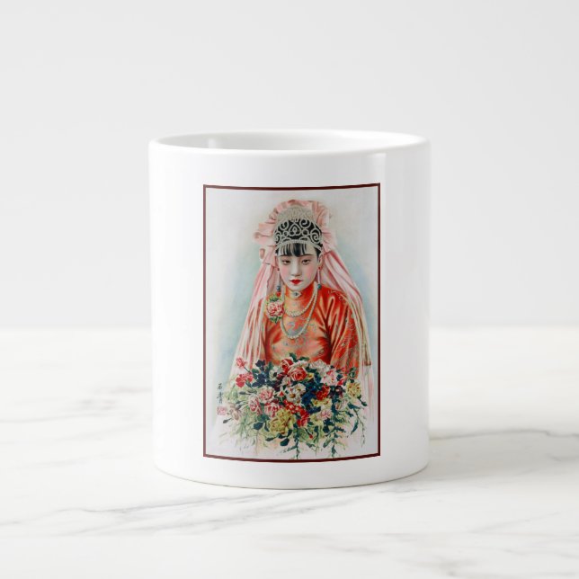 Bride in Chinese Red Wedding Shanghai Yuefenpai Jumbo-Tasse (Vorderseite)