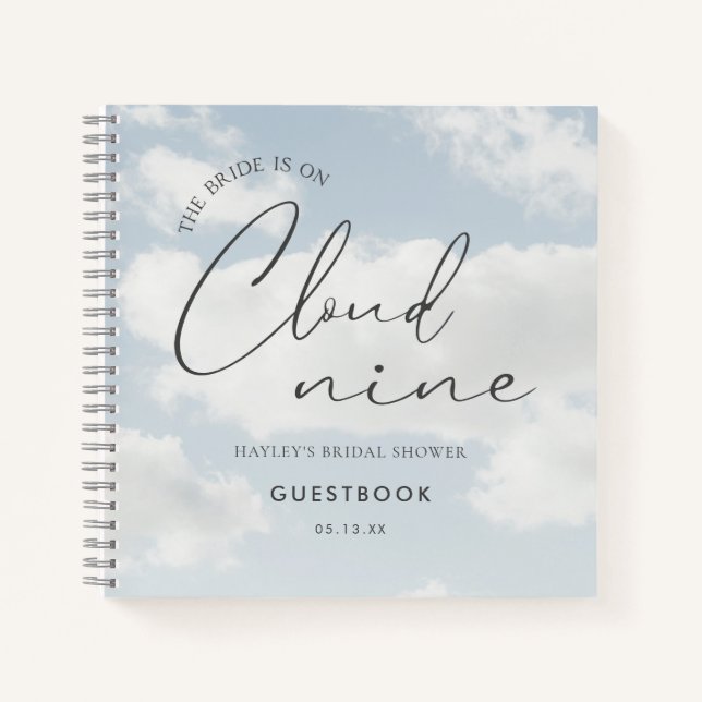 Bride Is On Cloud Nine Bridal Shower Guestbook Notizbuch (Vorderseite)