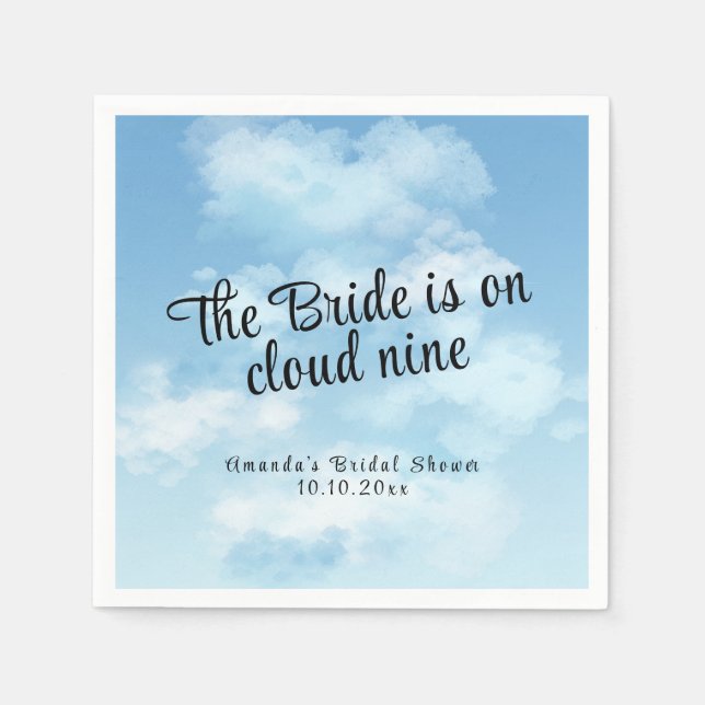 Bride Is On Cloud Nine Bridal Shower Serviette (Vorderseite)