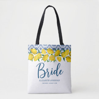 Bride Italian Blue Tile Lemon Boho Wedding