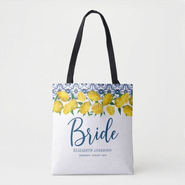 Bride Italian Blue Tile Lemon Boho Wedding (Vorderseite)
