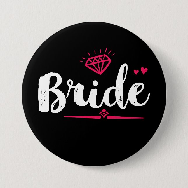 Bride Junggeselinnen-Abschied Wedding Black Pink B Button (Vorderseite)