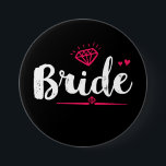 Bride Junggeselinnen-Abschied Wedding Black Pink B Button<br><div class="desc">Schaltfläche Teambride Ideal für Brautparty- und Junggeselinnen-Abschied-Accessoires vor der Hochzeit. Navy Blau,  Weiß und Rosa mit Diamant und kleine Herzen. Die Hintergrundfarbe kann auf das gewünschte Farbthema abgestimmt werden. Dieses Button ist für die Brautjungfrau,  Trauzeugin,  Brautfamilien und Freunde.</div>