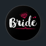 Bride Junggeselinnen-Abschied Wedding Black Pink B Button<br><div class="desc">Schaltfläche Teambride Ideal für Brautparty- und Junggeselinnen-Abschied-Accessoires vor der Hochzeit. Navy Blau,  Weiß und Rosa mit Diamant und kleine Herzen. Die Hintergrundfarbe kann auf das gewünschte Farbthema abgestimmt werden. Dieses Button ist für die Brautjungfrau,  Trauzeugin,  Brautfamilien und Freunde.</div>