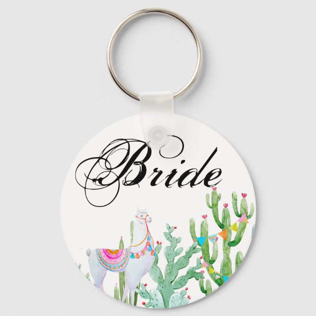 Bride Key Chain Boho Llama Bohemisch Cacti Desert  Schlüsselanhänger (Vorderseite)