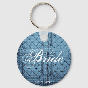 Bride Key Chain Rustic Zinn Panel Land W Schlüsselanhänger