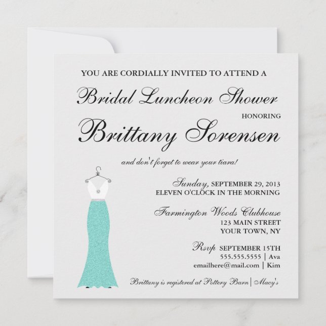 BRIDE kommt hier zum Bride Shower Party Einladung (Rückseite)