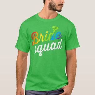 Bride LGBT Rainbow Flag Lesbischer Junggeselinnen- T-Shirt